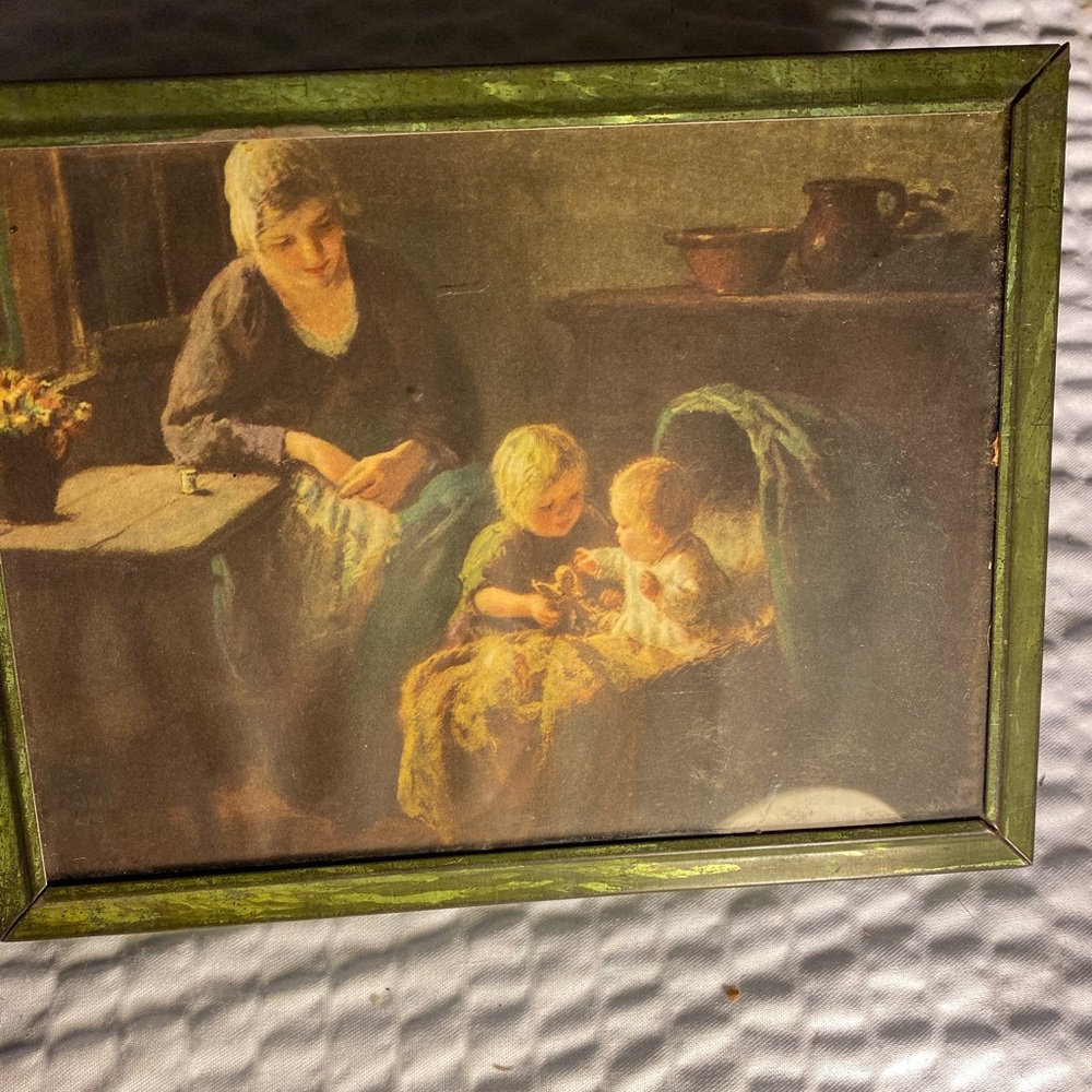 Vintage Pictures of olderwoman watching  two kids